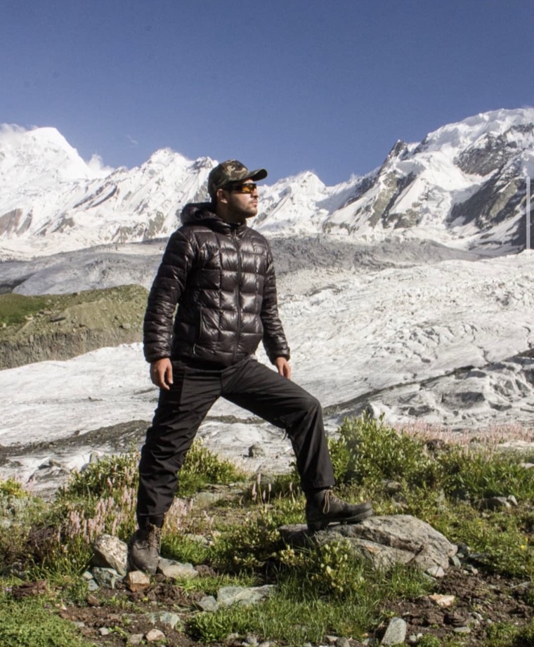 Faisal Zaman, founder of GB Guide, at Rakaposhi Base Camp, Gilgit-Baltistan